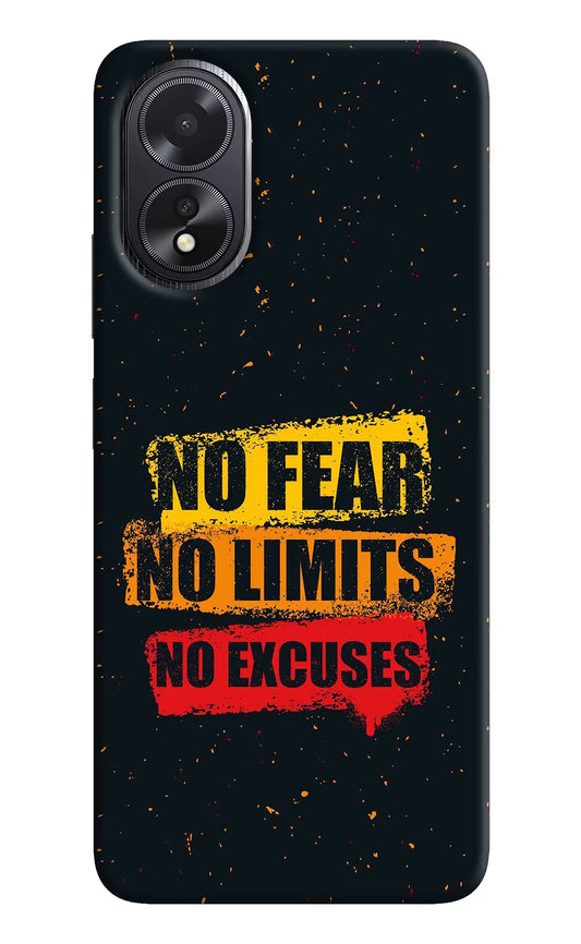 No Fear No Limits No Excuse Oppo A18/Oppo A38 Hard Case Back Cover by Casekaro