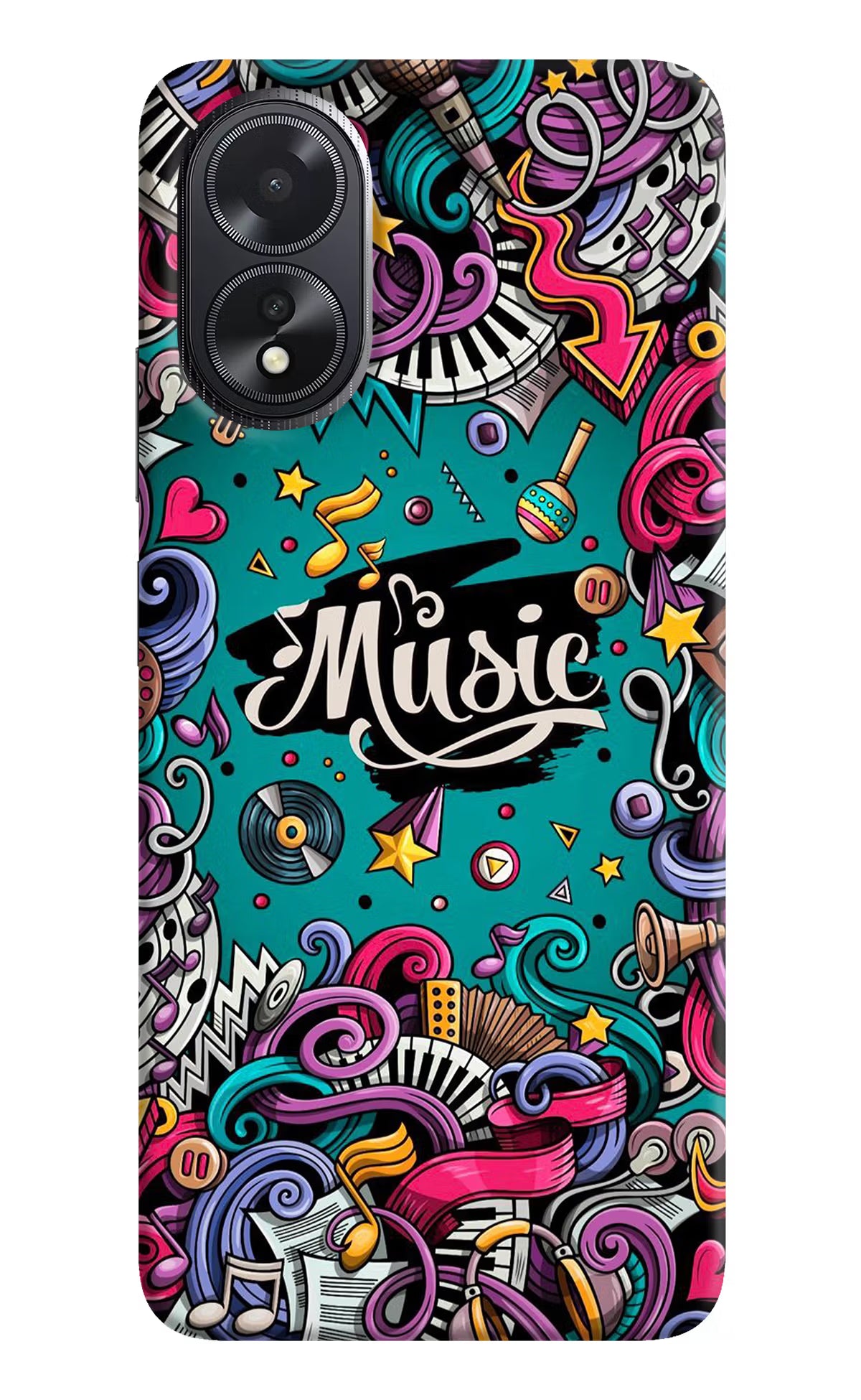 Music Graffiti Oppo A18/Oppo A38 Hard Case Back Cover by Casekaro