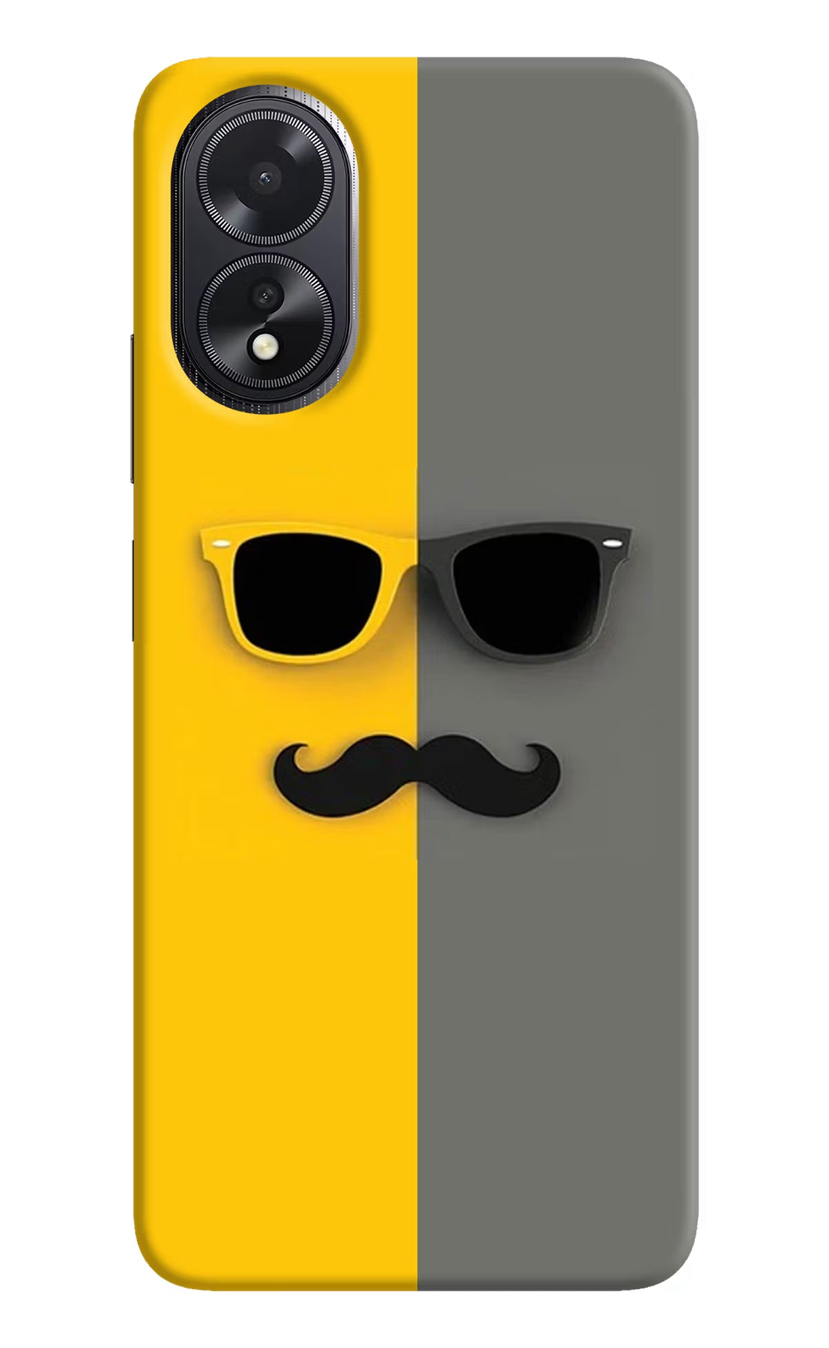 Sunglasses with Mustache Oppo A18/Oppo A38 Hard Case Back Cover by Casekaro