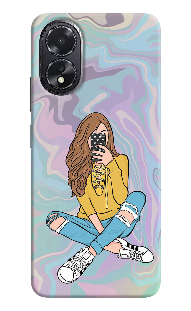 Selfie Girl Oppo A18/Oppo A38 Hard Case Back Cover by Casekaro