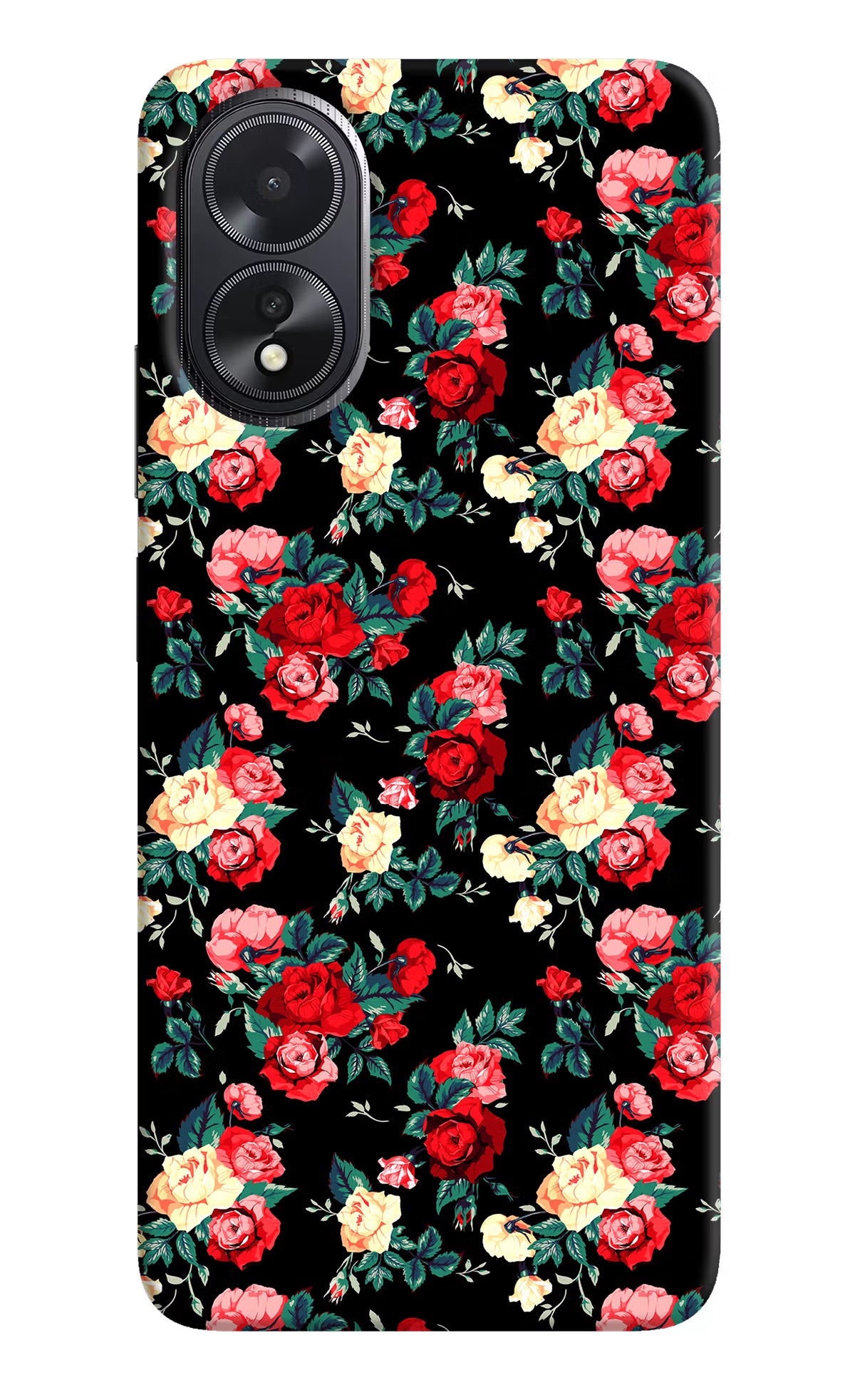 Rose Pattern Oppo A18/Oppo A38 Hard Case Back Cover by Casekaro