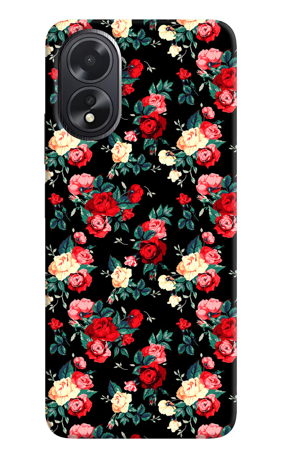 Rose Pattern Oppo A18/Oppo A38 Back Cover, Hard case