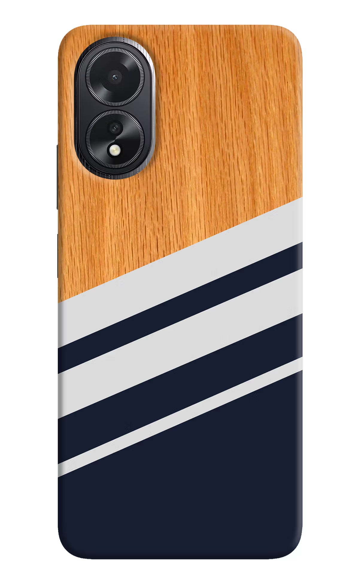 Blue and white wooden Oppo A18/Oppo A38 Hard Case Back Cover by Casekaro