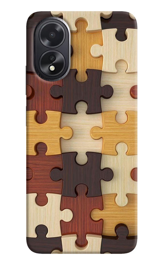 Wooden Puzzle Oppo A18/Oppo A38 Hard Case Back Cover by Casekaro