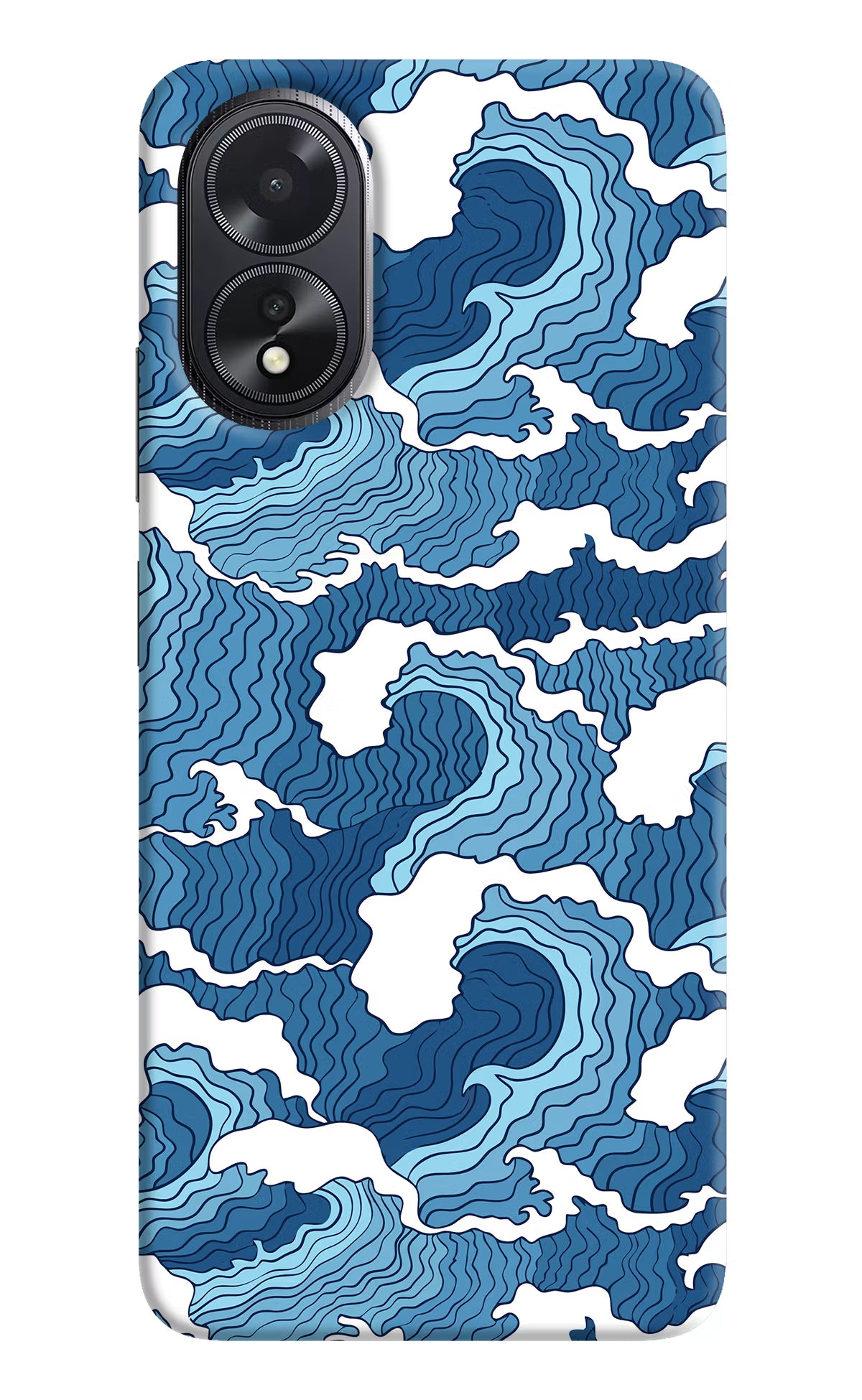 Blue Waves Oppo A18/Oppo A38 Hard Case Back Cover by Casekaro