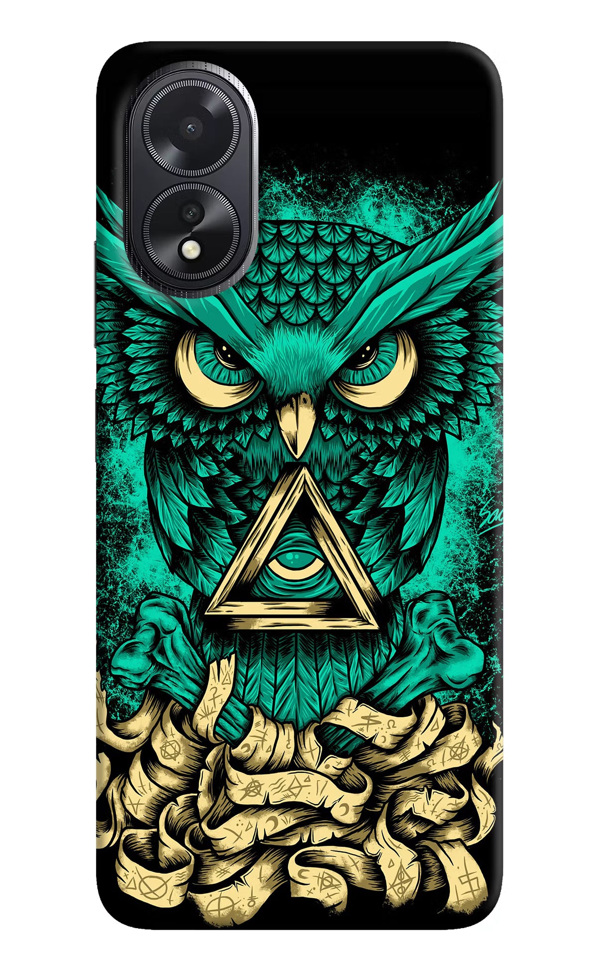 Green Owl Oppo A18/Oppo A38 Hard Case Back Cover by Casekaro