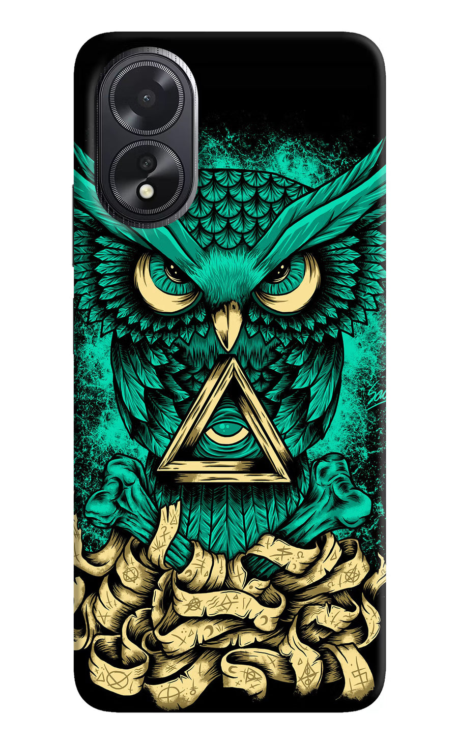 Green Owl Oppo A18/Oppo A38 Back Cover, Hard case
