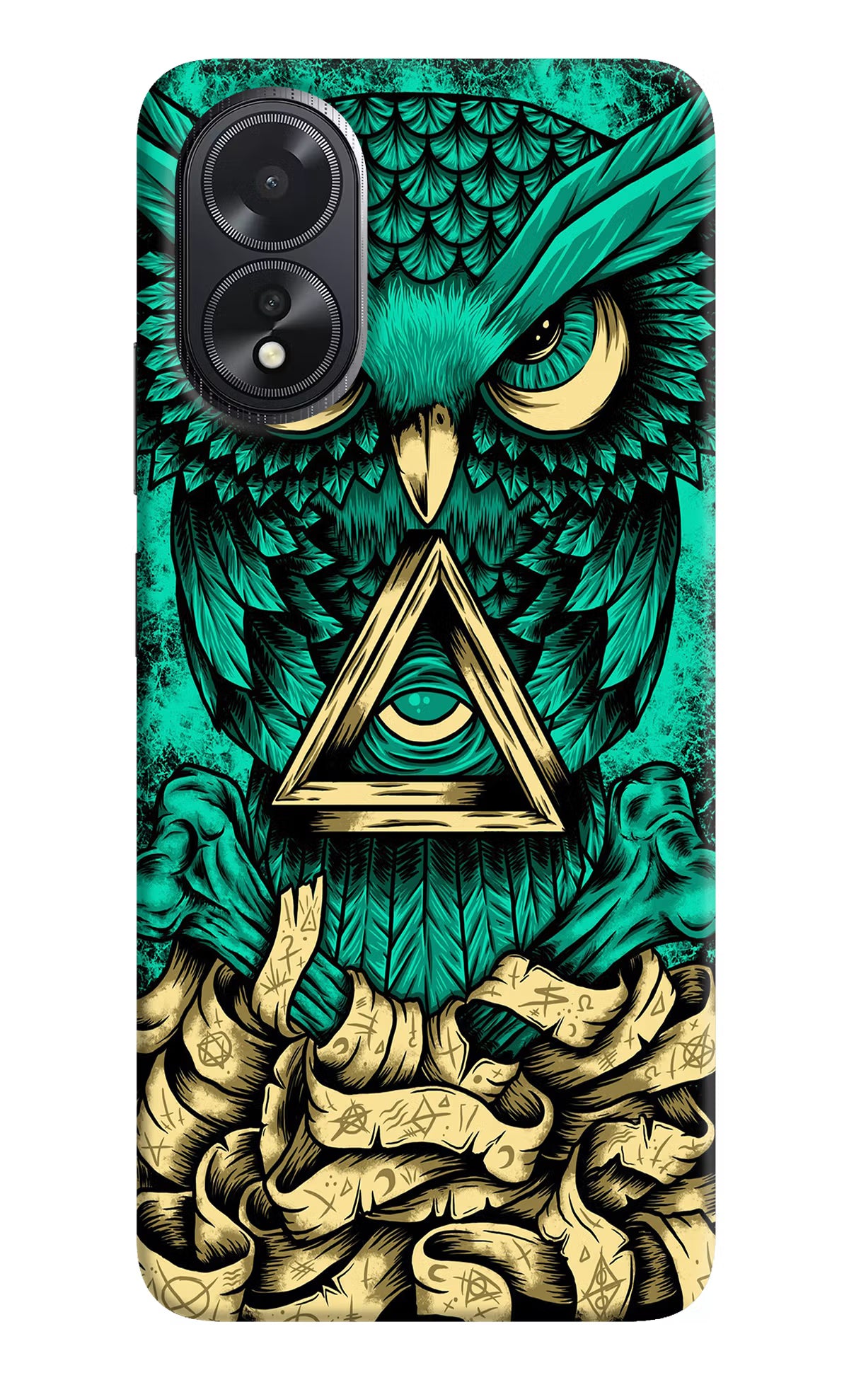 Green Owl Oppo A18/Oppo A38 Hard Case Back Cover by Casekaro