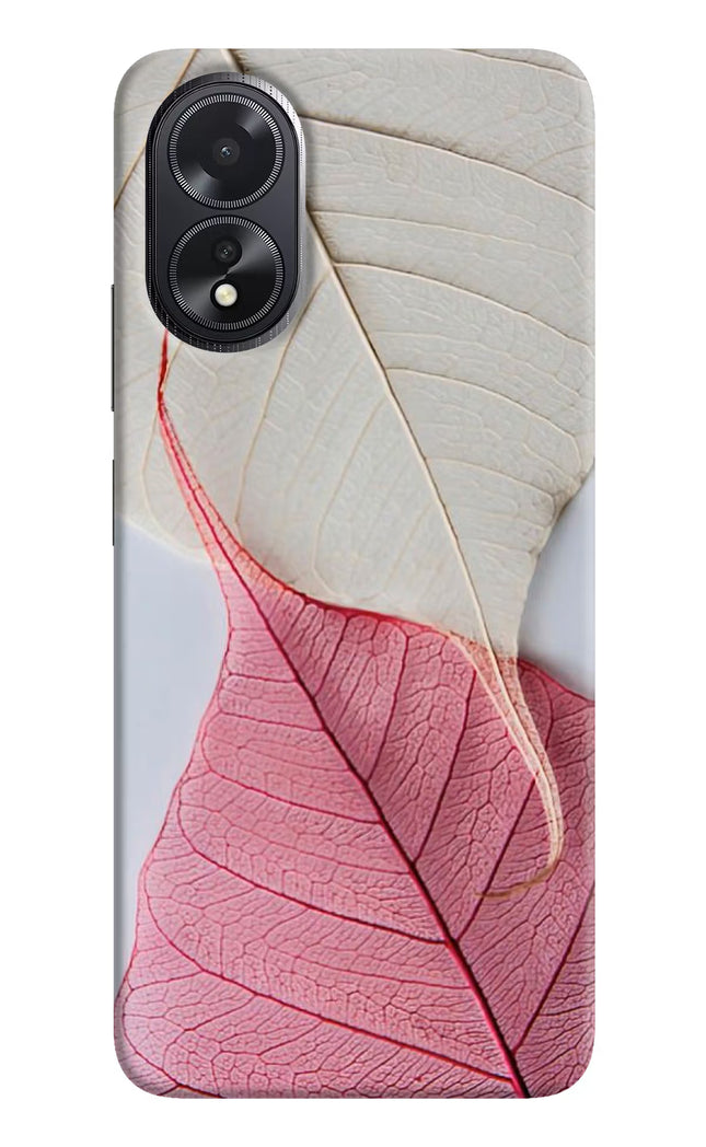 White Pink Leaf Oppo A18/Oppo A38 Hard Case Back Cover by Casekaro