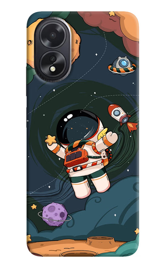 Cartoon Astronaut Oppo A18/Oppo A38 Hard Case Back Cover by Casekaro