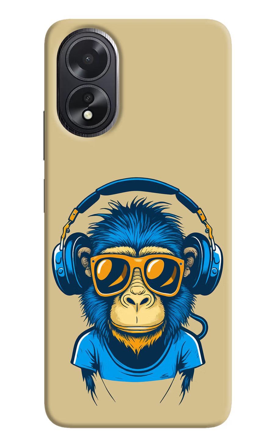 Monkey Headphone Oppo A18/Oppo A38 Back Cover, Hard case