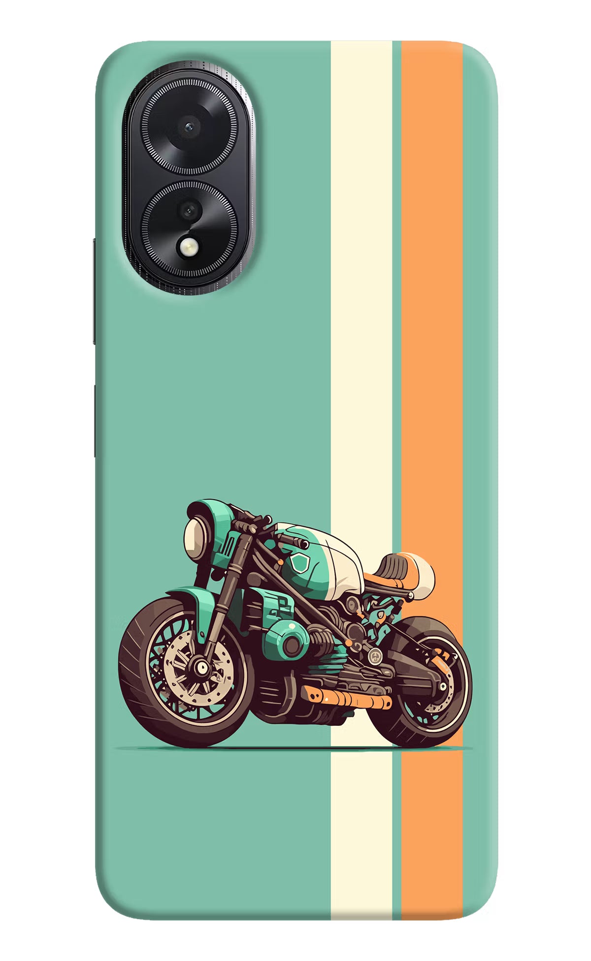 Striped Moto Drift Oppo A18/Oppo A38 Hard Case Back Cover by Casekaro