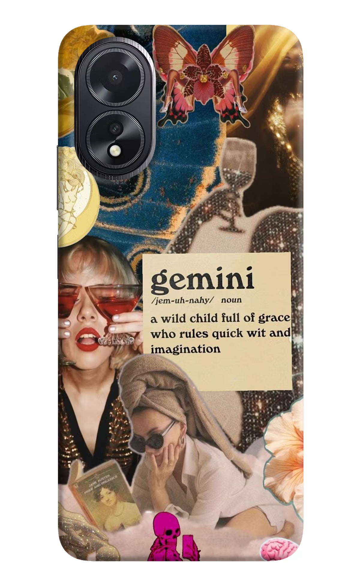 Gemini Zodiac Oppo A18/Oppo A38 Hard Case Back Cover by Casekaro