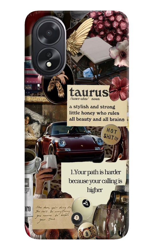 Taurus Zodiac Oppo A18/Oppo A38 Hard Case Back Cover by Casekaro
