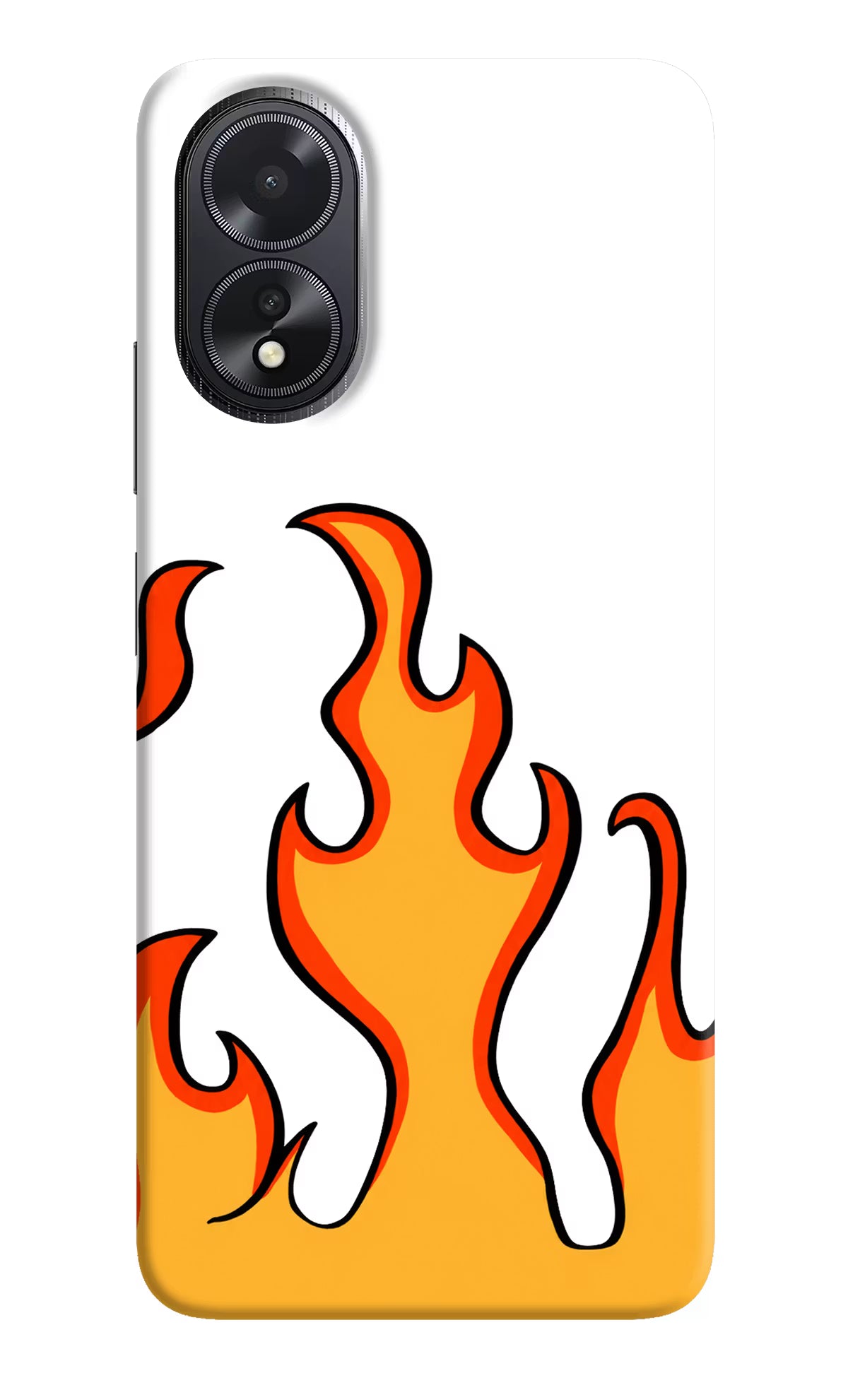 Fired Up – White Oppo A18/Oppo A38 Hard Case Back Cover by Casekaro