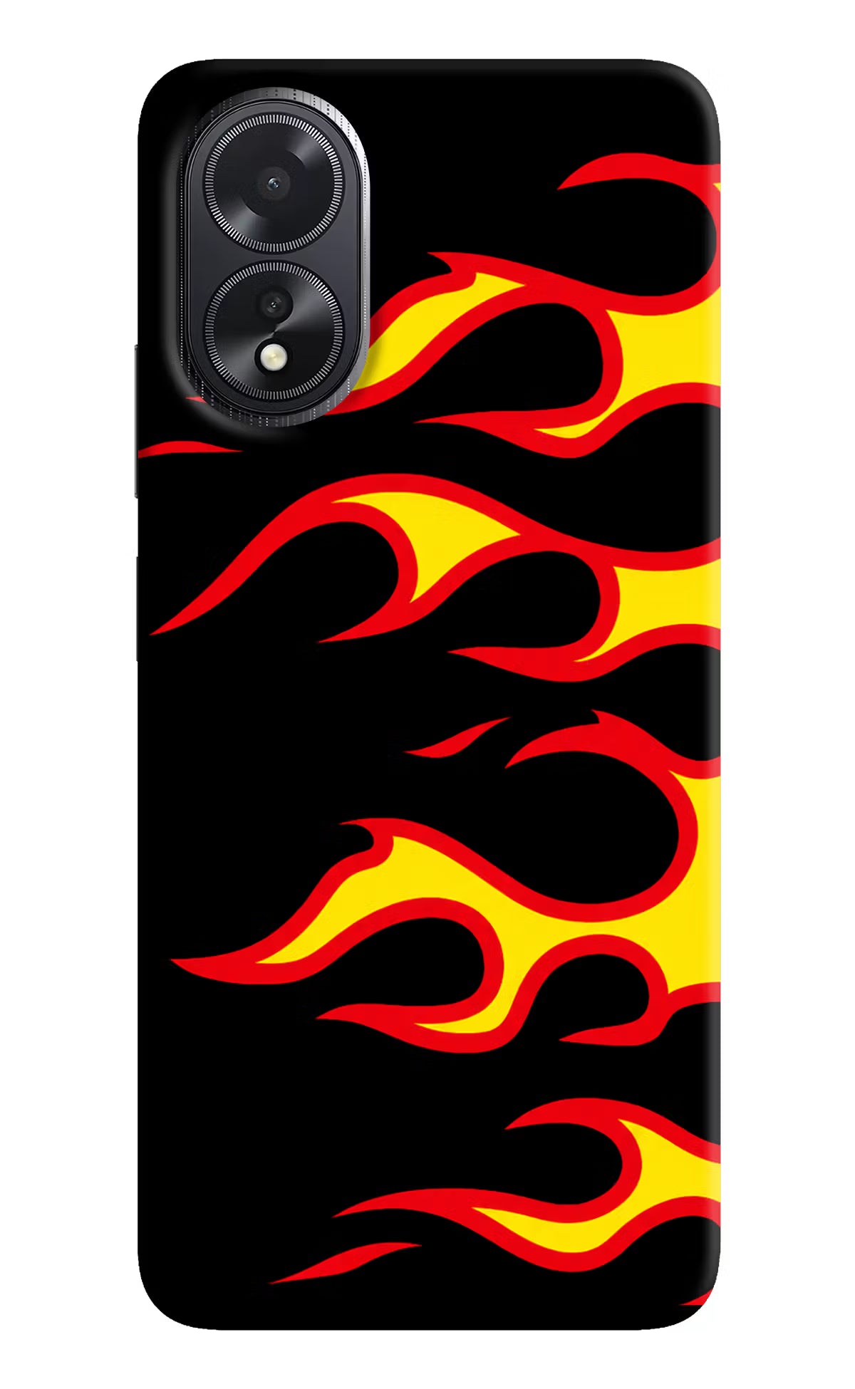 Side Sweep Flames Oppo A18/Oppo A38 Hard Case Back Cover by Casekaro