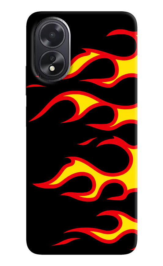 Side Sweep Flames Oppo A18/Oppo A38 Hard Case Back Cover by Casekaro