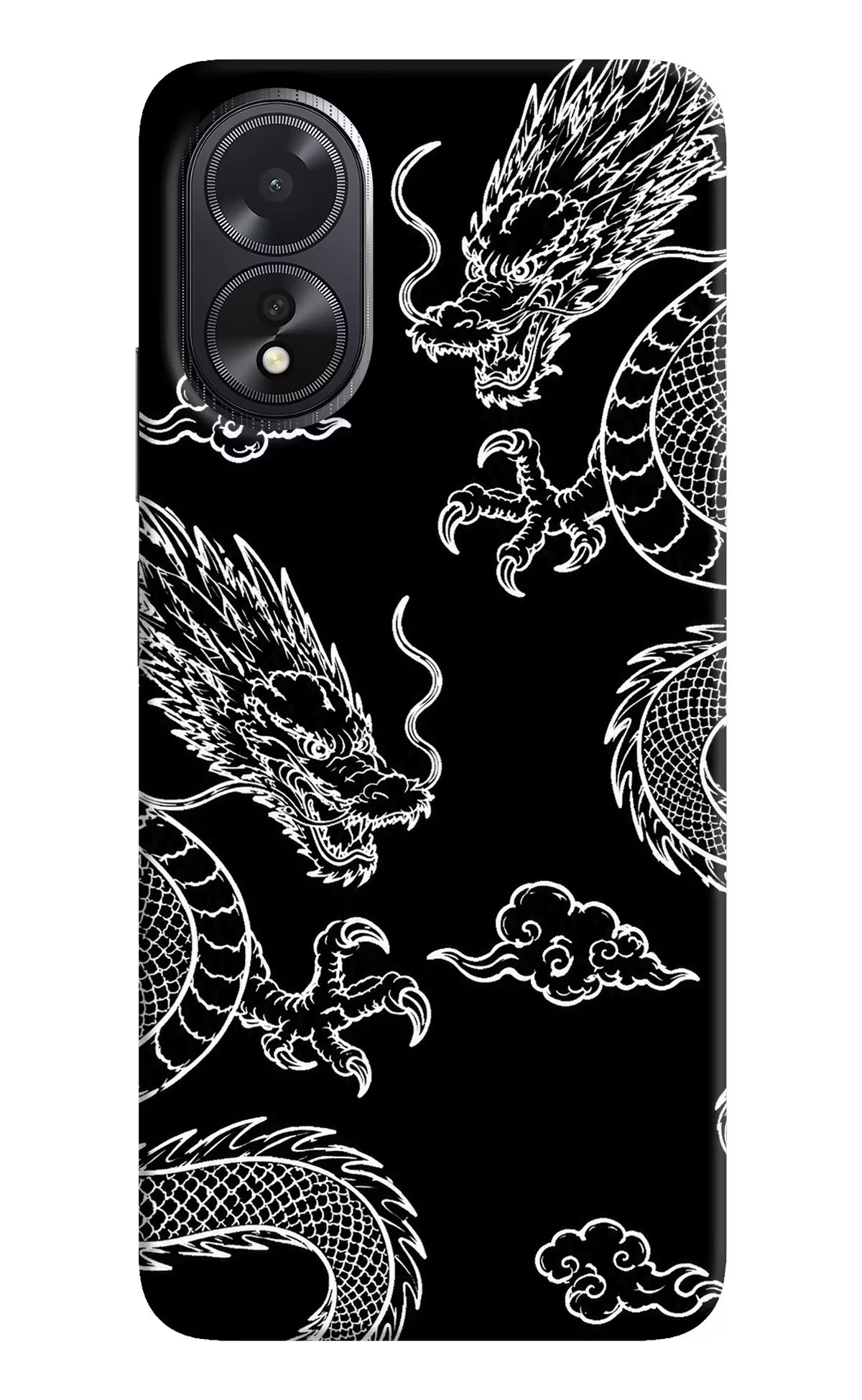 Twin Dragons Oppo A18/Oppo A38 Hard Case Back Cover by Casekaro