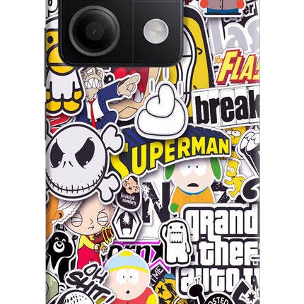 Sticker Bomb Redmi Note 13 5G Hard Case Back Cover by Casekaro