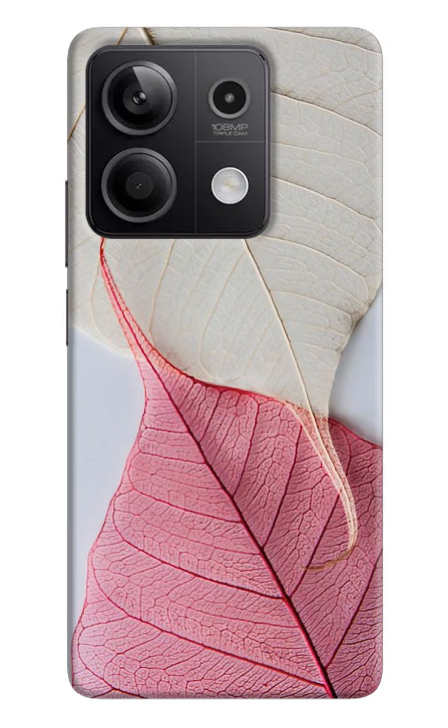 White Pink Leaf Redmi Note 13 5G Back Cover, Hard case