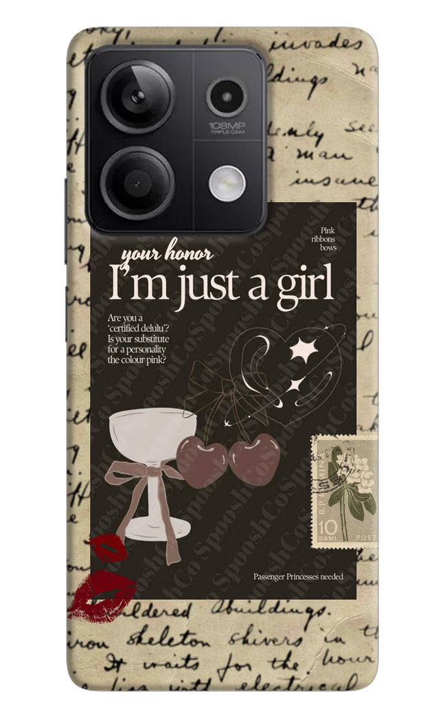 I am just a girl Redmi Note 13 5G Hard Case Back Cover by Casekaro