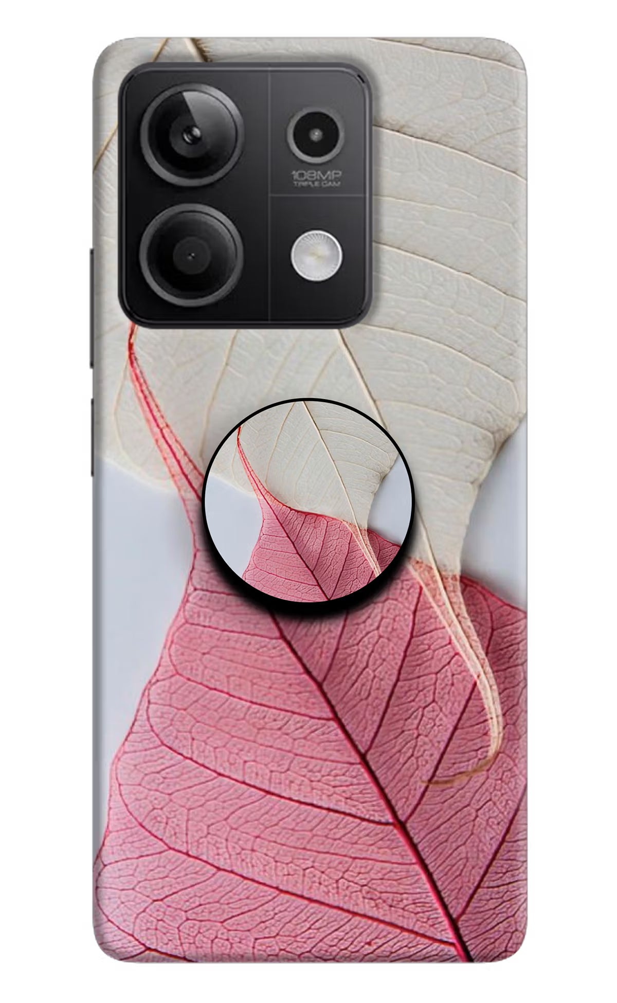 White Pink Leaf Redmi Note 13 5G Pop Case by Casekaro