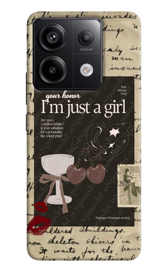 I am just a girl Redmi Note 13 Pro 5G Hard Case Back Cover by Casekaro