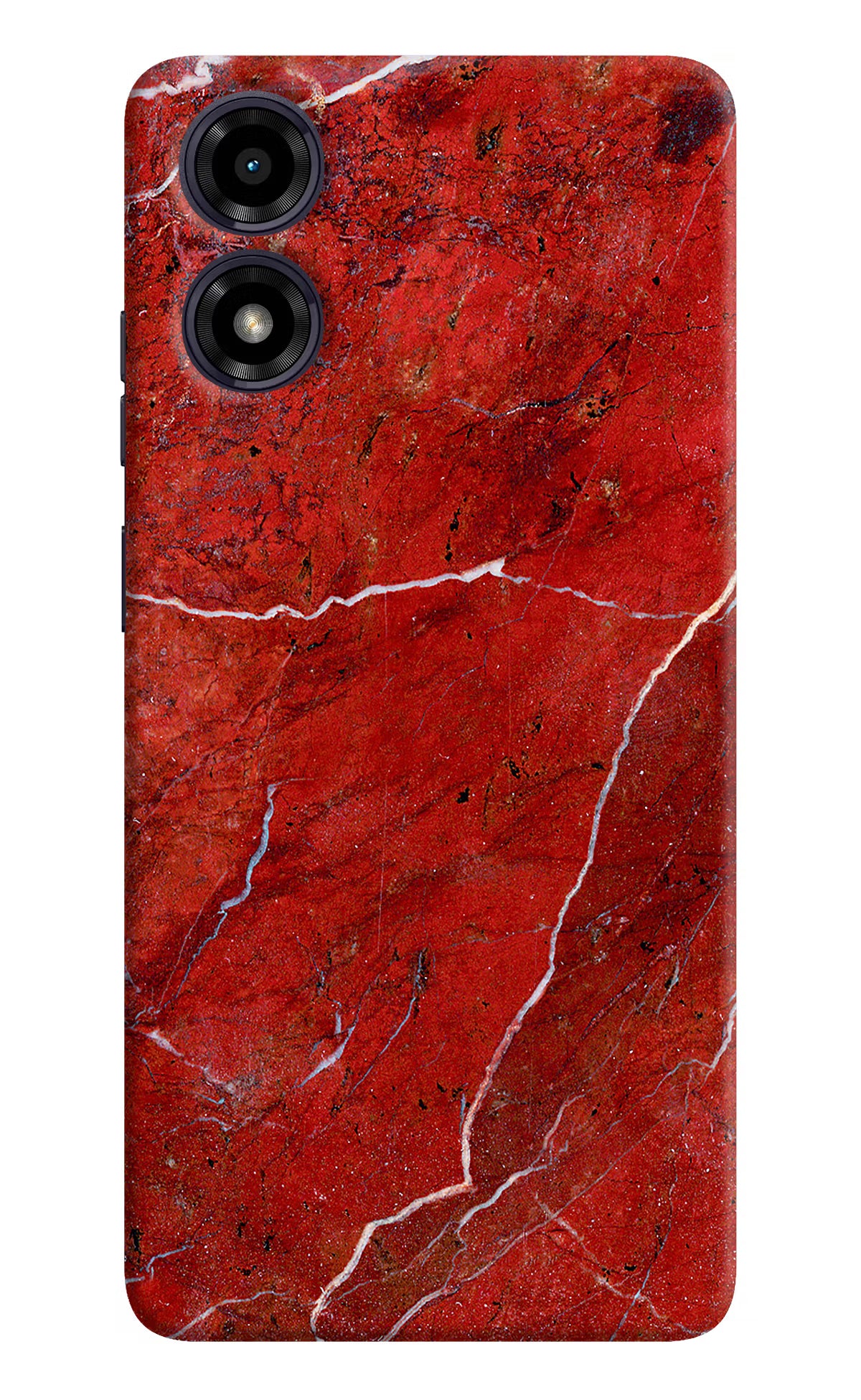 Red Marble Design Moto G04 Hard Case Back Cover by Casekaro