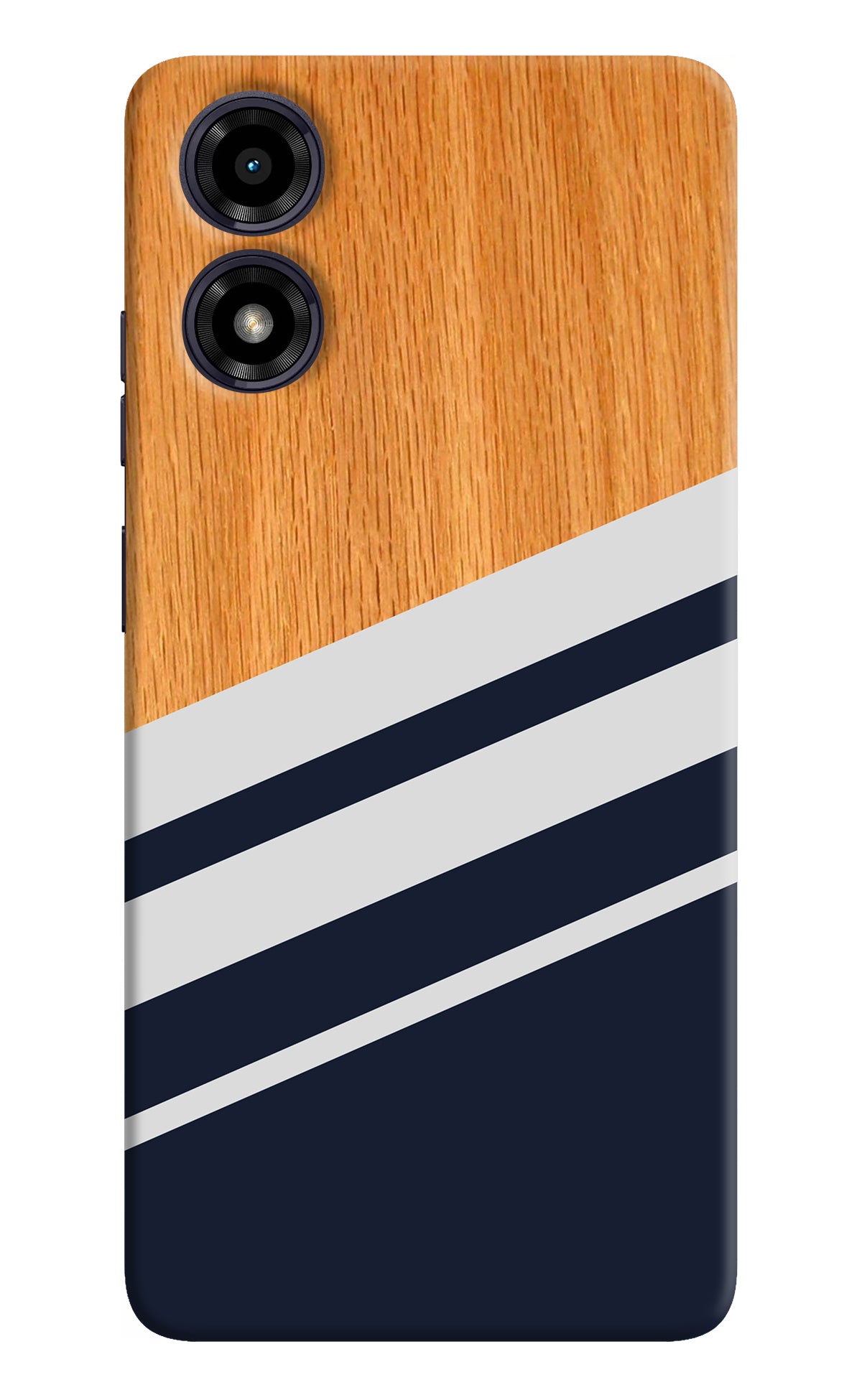 Blue and white wooden Moto G04 Back Cover
