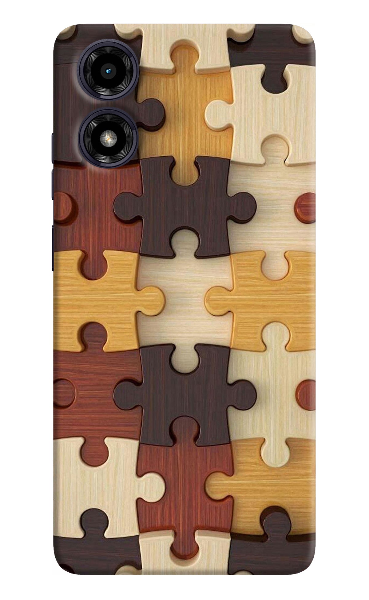 Wooden Puzzle Moto G04 Back Cover