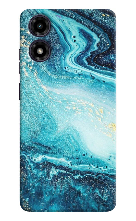 Blue Glitter Marble Moto G04 Hard Case Back Cover by Casekaro