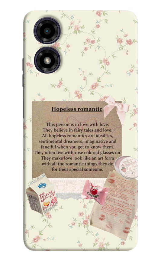 Hopeless Romantic Moto G04 Hard Case Back Cover by Casekaro
