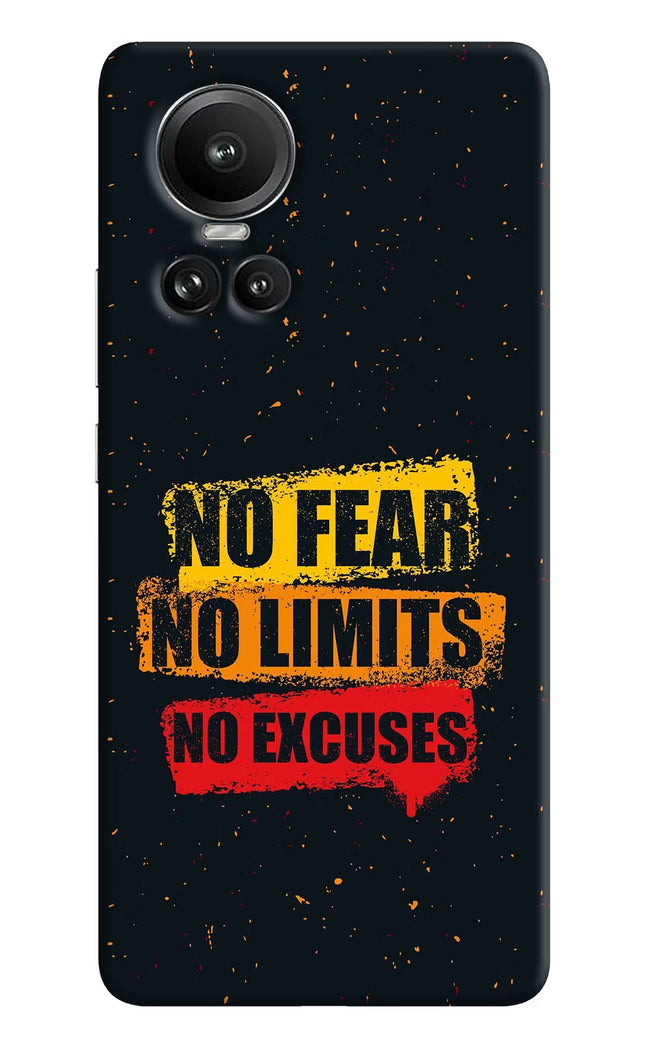 No Fear No Limits No Excuse Oppo Reno10 5G/10 Pro 5G Hard Case Back Cover by Casekaro