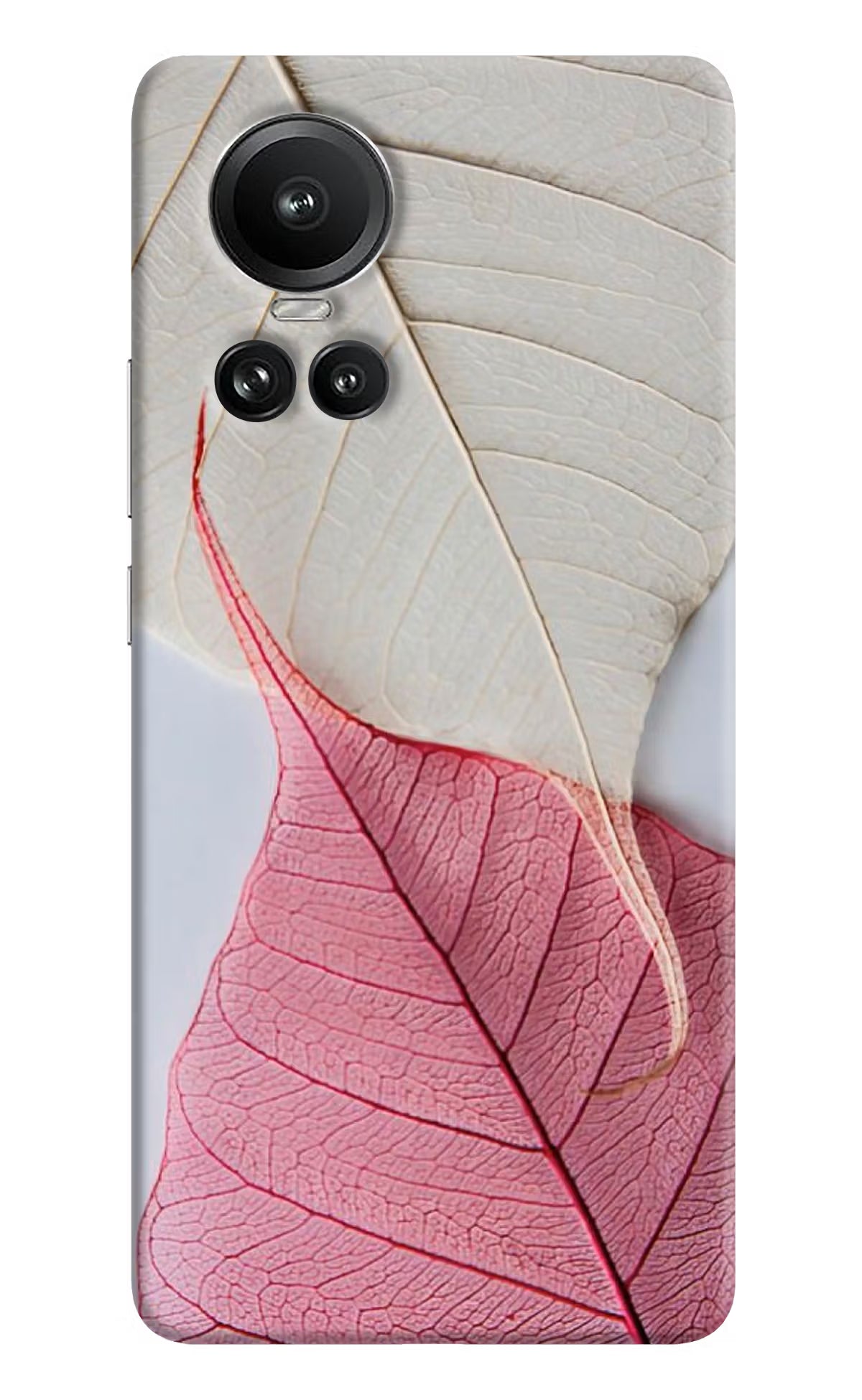 White Pink Leaf Oppo Reno10 5G/10 Pro 5G Hard Case Back Cover by Casekaro