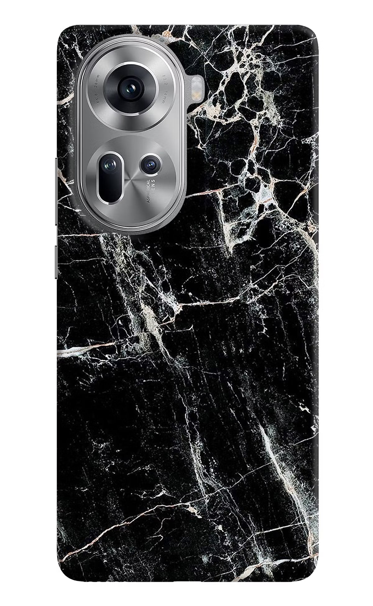 Black Marble Texture Oppo Reno11 Hard Case Back Cover by Casekaro
