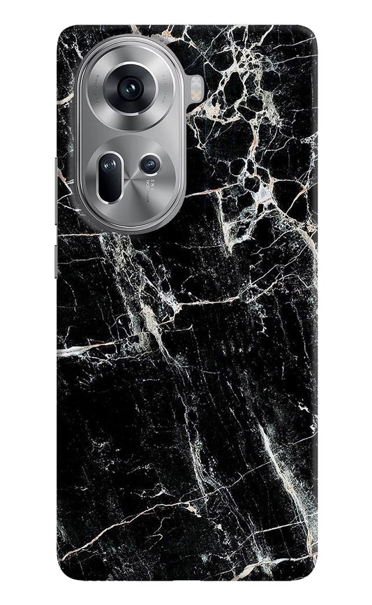 Black Marble Texture Oppo Reno11 Hard Case Back Cover by Casekaro