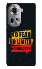 No Fear No Limits No Excuse Oppo Reno11 Hard Case Back Cover by Casekaro