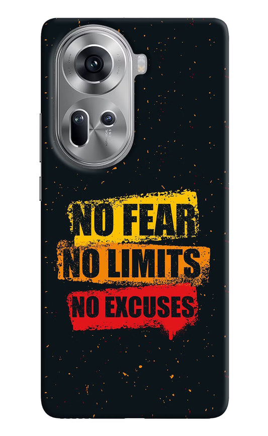 No Fear No Limits No Excuse Oppo Reno11 Hard Case Back Cover by Casekaro