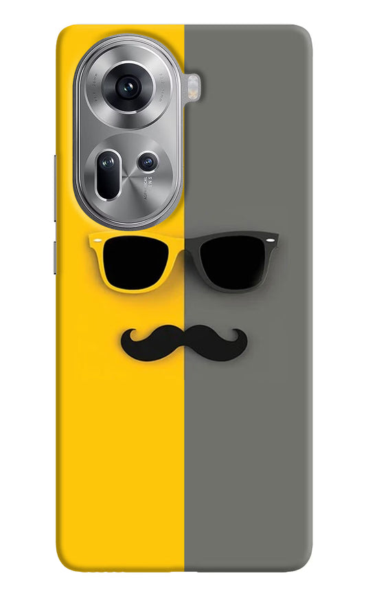 Sunglasses with Mustache Oppo Reno11 Hard Case Back Cover by Casekaro