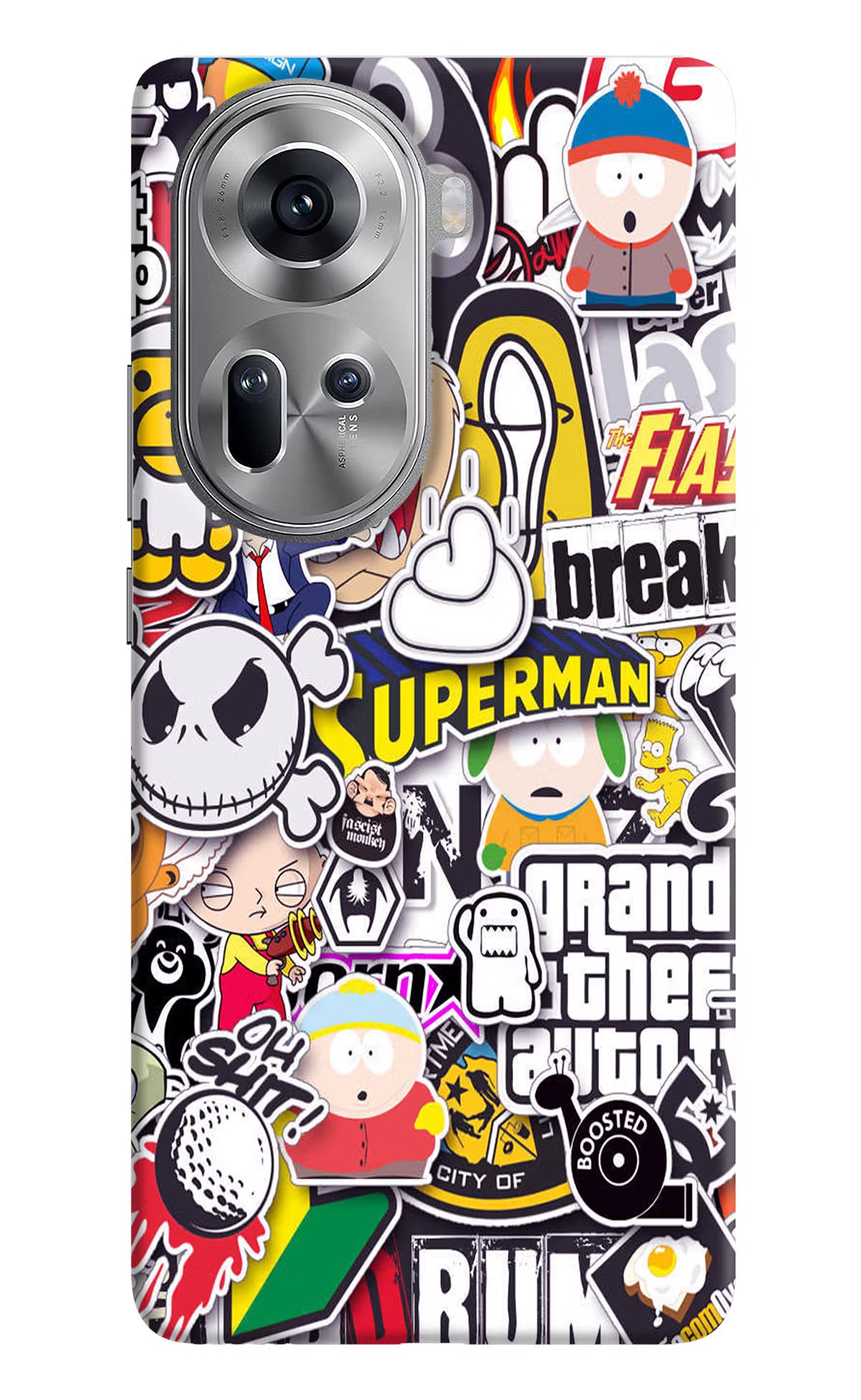 Sticker Bomb Oppo Reno11 Hard Case Back Cover by Casekaro