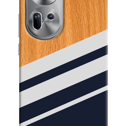 Blue and white wooden Oppo Reno11 Hard Case Back Cover by Casekaro
