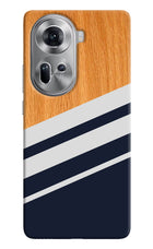 Blue and white wooden Oppo Reno11 Hard Case Back Cover by Casekaro
