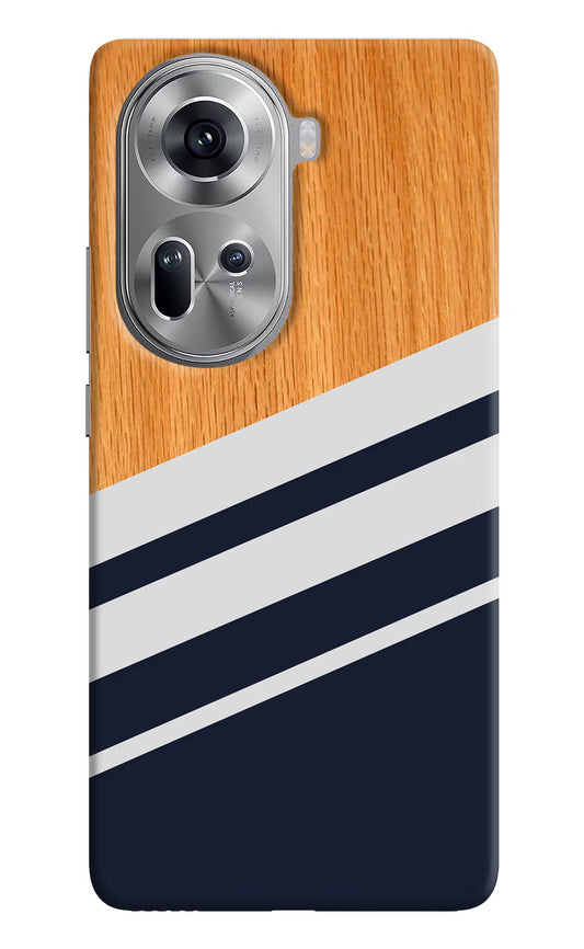 Blue and white wooden Oppo Reno11 Hard Case Back Cover by Casekaro