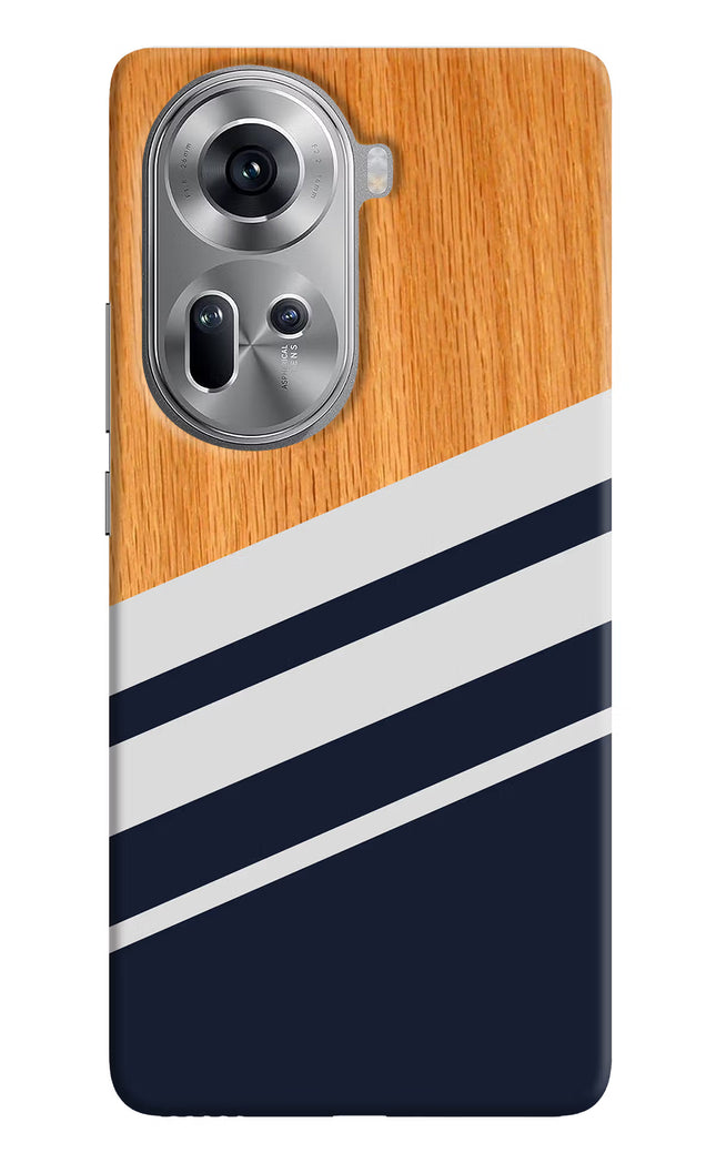 Blue and white wooden Oppo Reno11 Hard Case Back Cover by Casekaro