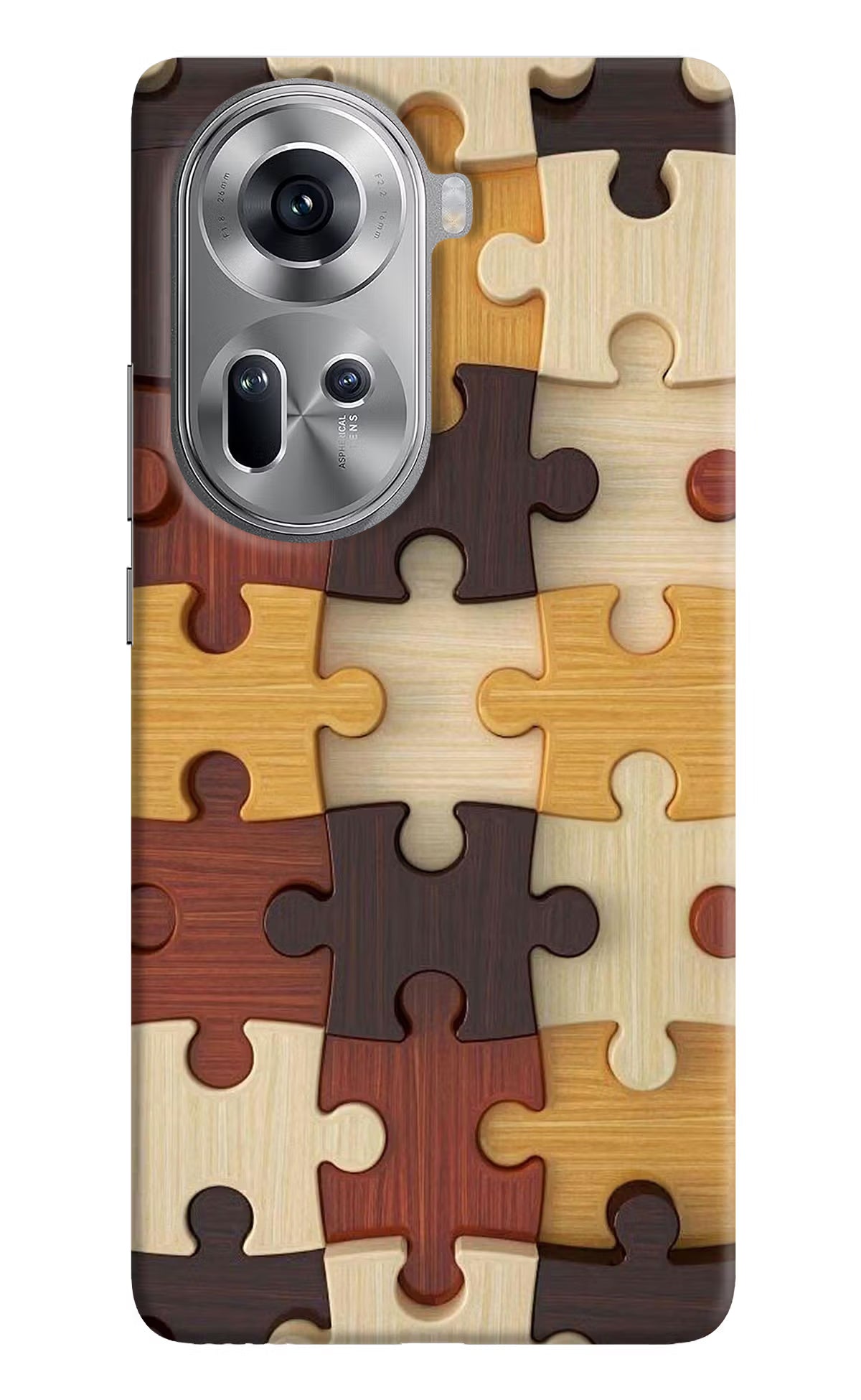 Wooden Puzzle Oppo Reno11 Hard Case Back Cover by Casekaro