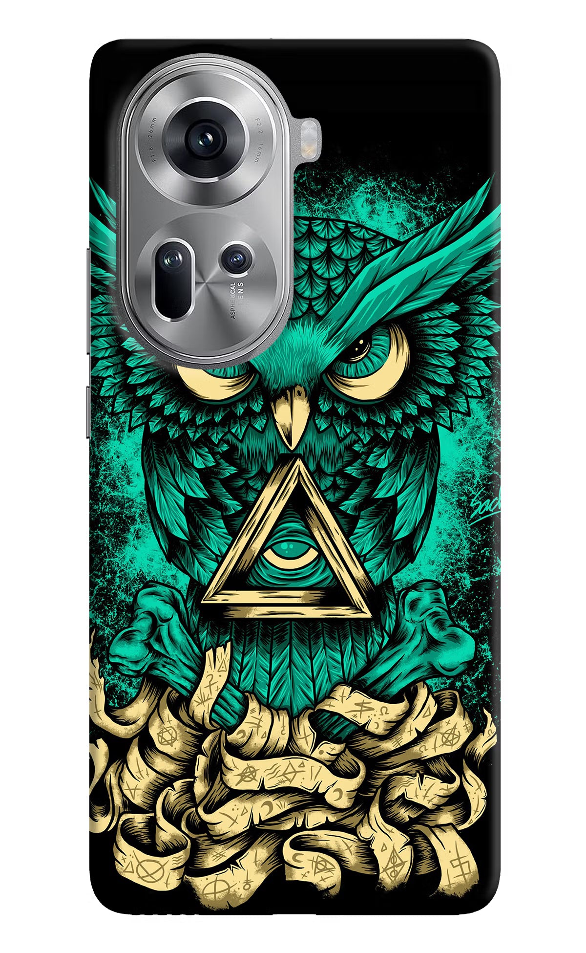 Green Owl Oppo Reno11 Hard Case Back Cover by Casekaro