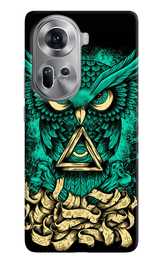 Green Owl Oppo Reno11 Hard Case Back Cover by Casekaro