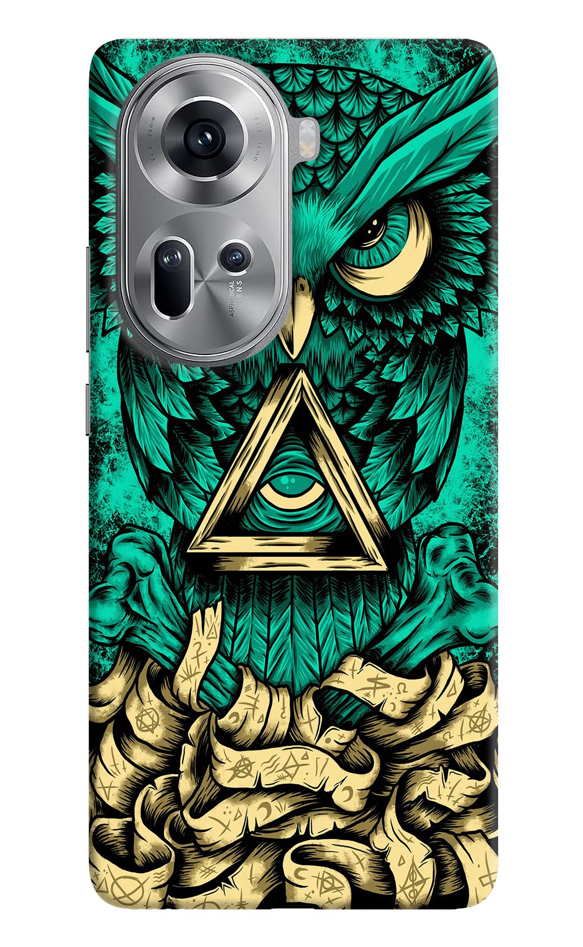 Green Owl Oppo Reno11 Hard Case Back Cover by Casekaro