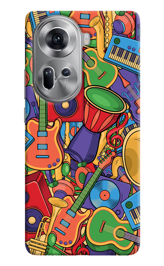 Music Instrument Doodle Oppo Reno11 Hard Case Back Cover by Casekaro