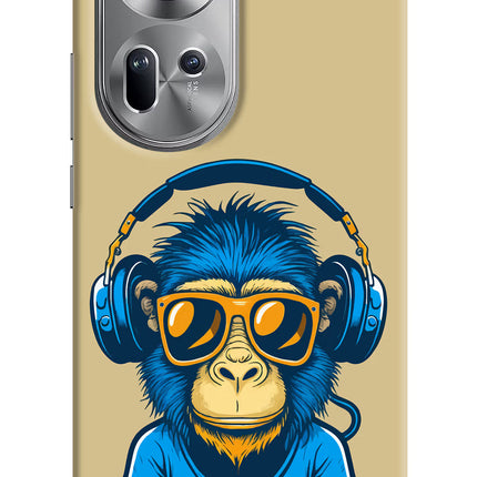 Monkey Headphone Oppo Reno11 Hard Case Back Cover by Casekaro